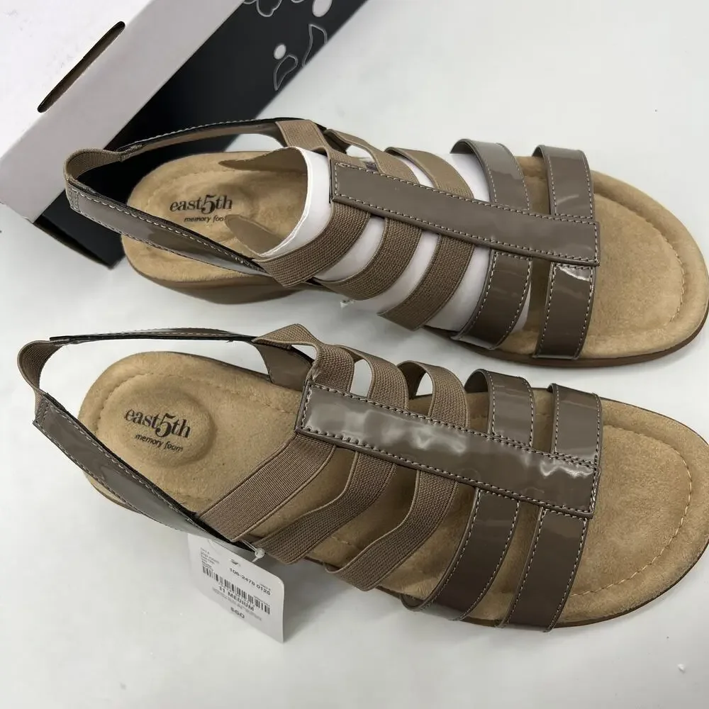 East 5th Ivey Women's Memory Foam Sling Back Sandals Brown Nude Size 11M